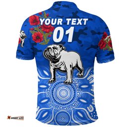 Custom Personalised Canterbury-Bankstown Bulldogs ANZAC 2022 Polo Shirt Indigenous Vibes - Blue