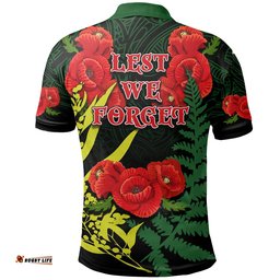 Anzac Day Polo Shirt Maori Patterns Green Color