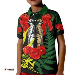 Anzac Day Polo Shirt Maori Patterns Green Color
