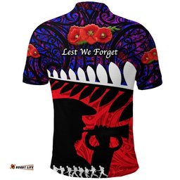 New Zealand Maori ANZAC Polo Shirt Remembrance Soldier - Purple