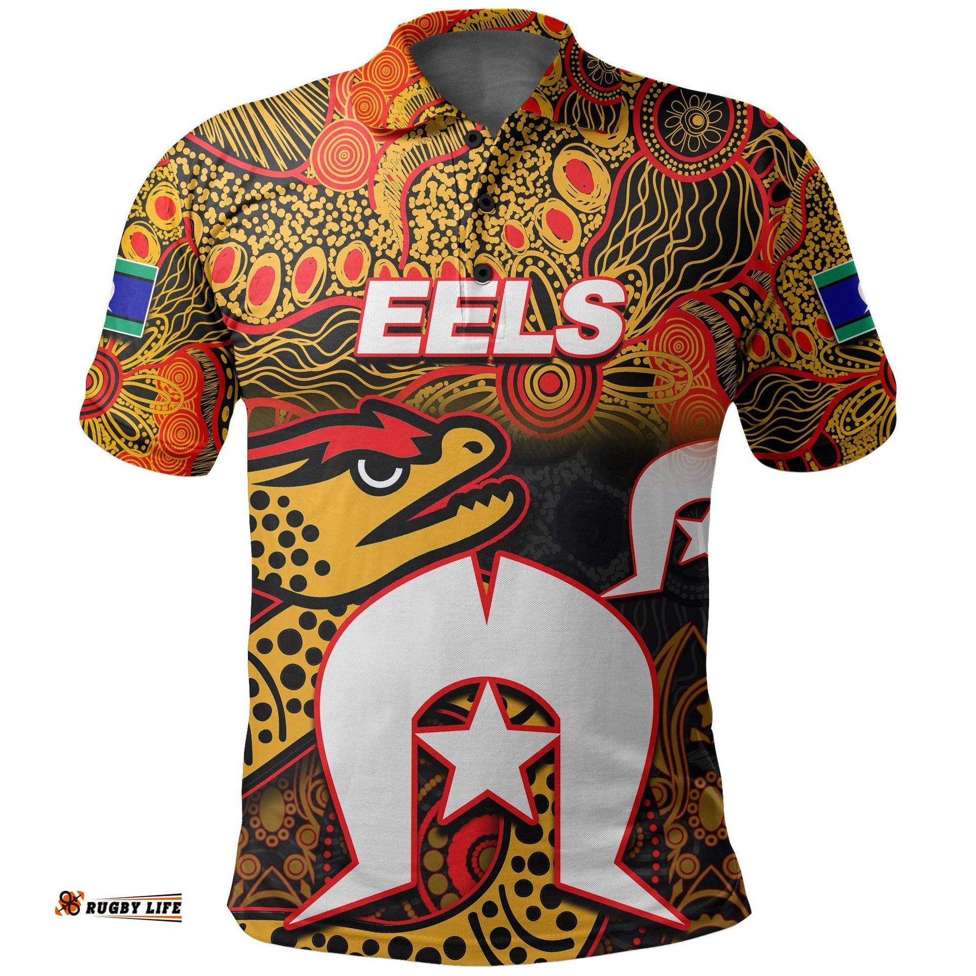 Custom Personalised Eels Torres Strait Islanders Mix Aboriginal Polo Shirt No.2