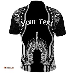 Custom Personalised Torres Strait Islands Polo Shirt The Dhari Mix Aboriginal Turtle Version Black