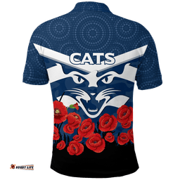 Geelong Cats Anzac Day Polo Shirt - Indigenous Art -