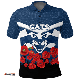 Geelong Cats Anzac Day Polo Shirt - Indigenous Art -