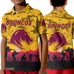 Broncos ANZAC Polo Shirt Simple Style - Gold