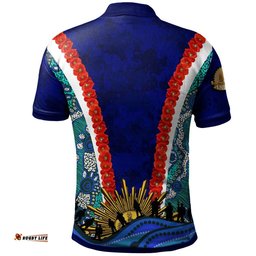 Blues Rugby Polo Shirt - Custom Anzac Aussie Blues and Aboriginal Pattern Polo Shirt