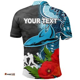 Custom PersonalisedSharks Anzac Day Aboriginal Mix Army Patterns Polo Shirt