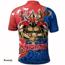 Knights Aboriginal Rugby Polo shirt - Custom Indigenous Knights With Aussie Lizard and Eagle RLT13