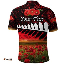 Custom Personalised New Zealand Maori ANZAC Polo Shirt Poppy Vibes - Red
