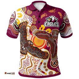 Sea Eagles Aboriginal Rugby Custom Polo Shirt - Double Sea Eagles With Tribal Sun And Footprints RLT13