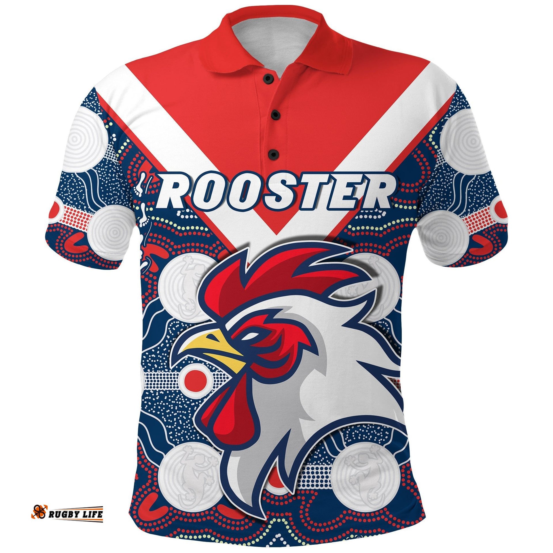 Roosters Polo Shirt Sydney Indigenous