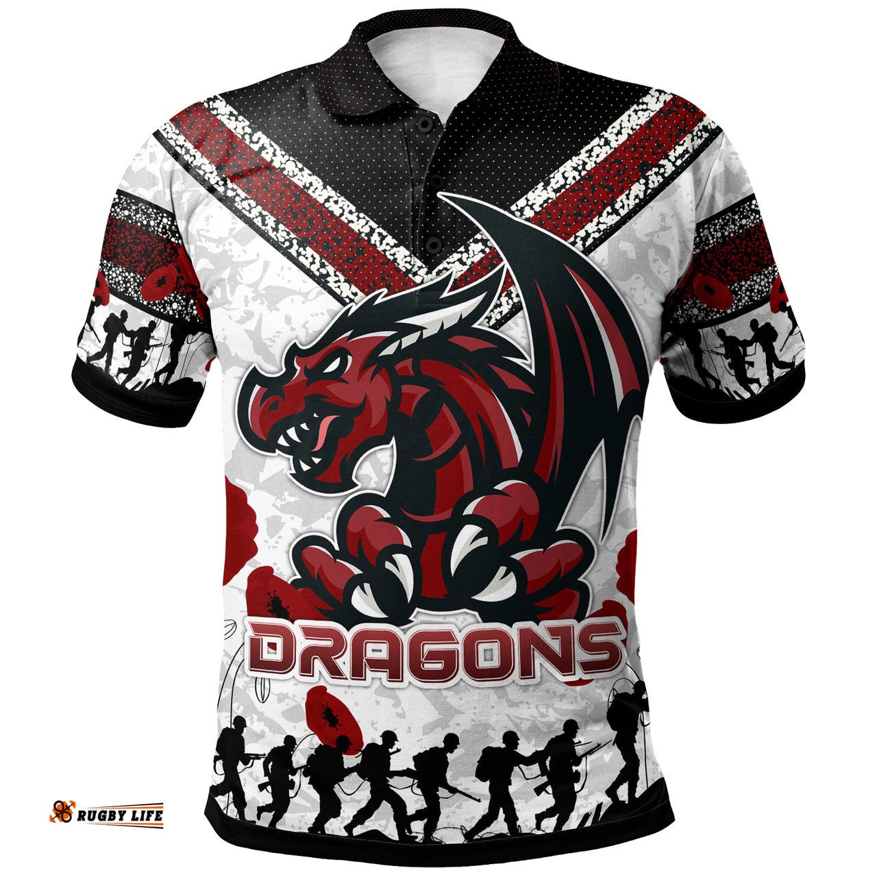 St. George Rugby Polo Shirt - Custom Anzac Day Dragons Polo Shirt RLT13