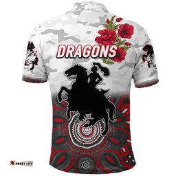 Dragons ANZAC Polo Shirt Indigenous Vibes - White
