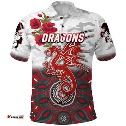 Dragons ANZAC Polo Shirt Indigenous Vibes - White
