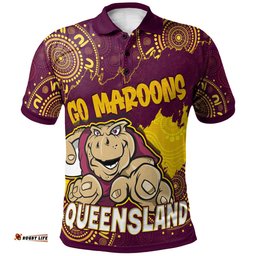 Queensland Rugby League Team Polo Shirt - Custom QLD Cane Toad State Of Origin Aboriginal Wrap Polo Shirt
