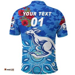 Custom Personalised South Alice Football Club Kangaroos ANZAC Polo Shirt Indigenous Vibes