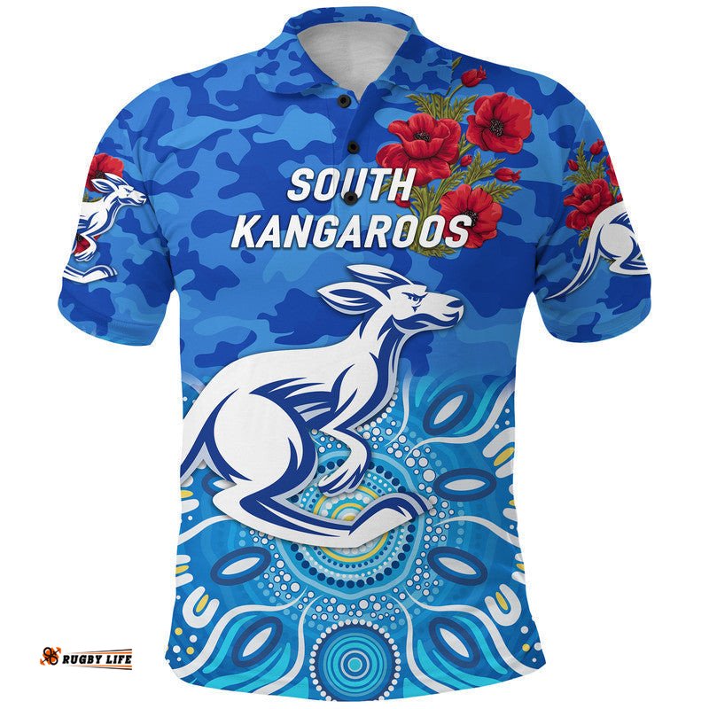 Custom Personalised South Alice Football Club Kangaroos ANZAC Polo Shirt Indigenous Vibes