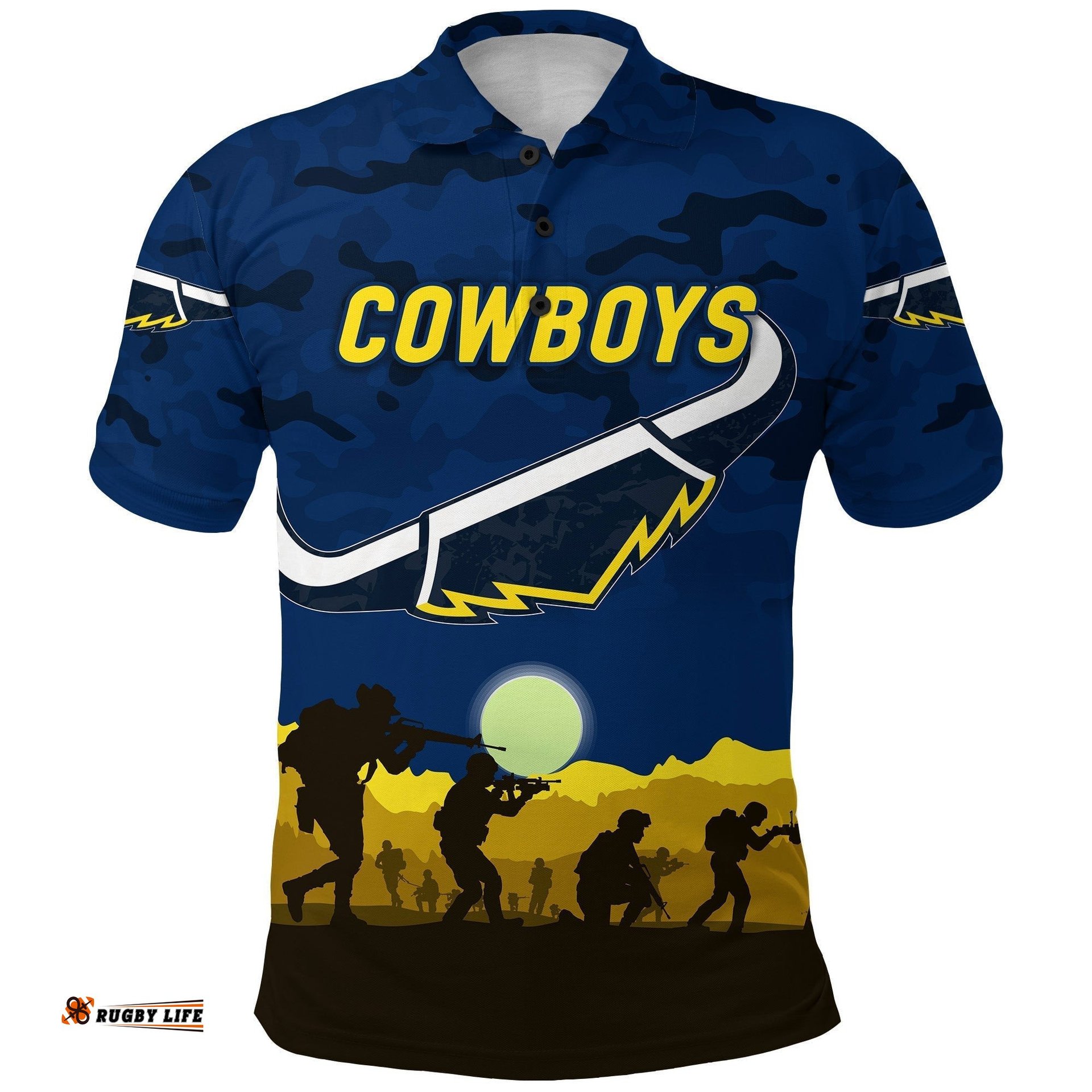 Cowboys ANZAC Polo Shirt Simple Style - Blue