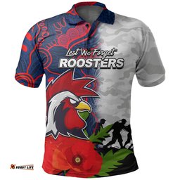 Custom PersonalisedRoosters Anzac Day Aboriginal Mix Army Patterns Polo Shirt