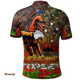 Eagles Rugby Polo Shirt - Anzac Eagles with Remembrance Poppy and Indigenous Patterns Polo Shirt RLT13