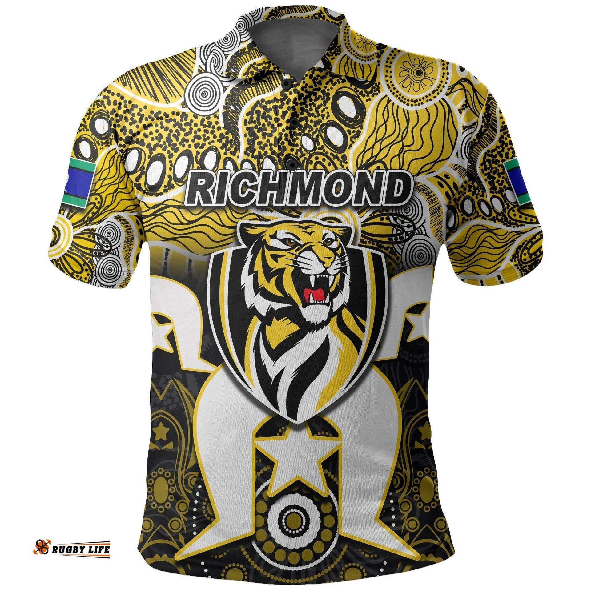 Custom Personalised Tigers Australian Football Torres Strait Islanders Mix Aboriginal Polo Shirt