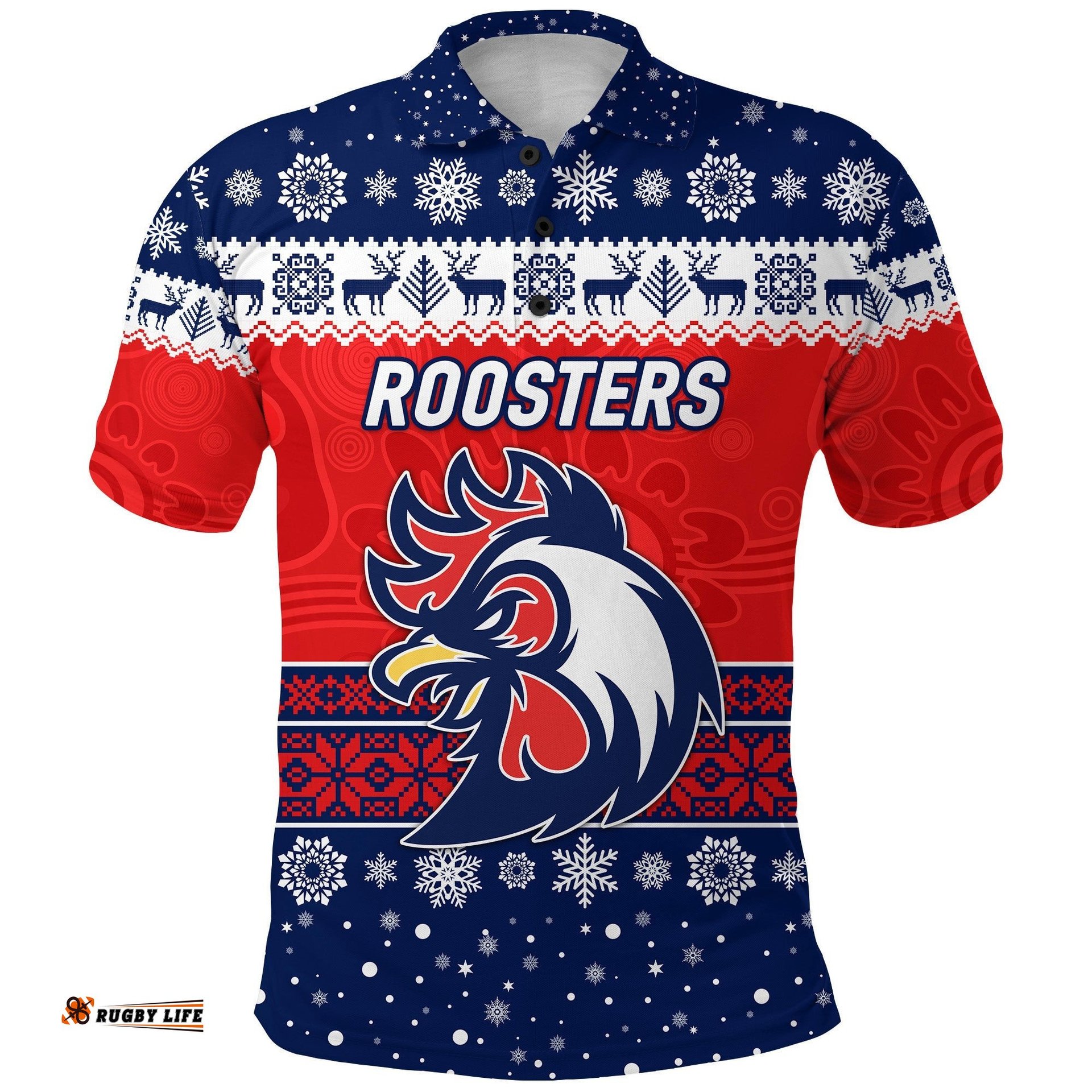 Custom Personalised Sydney Roosters Polo Shirt Christmas Simple Style - Blue