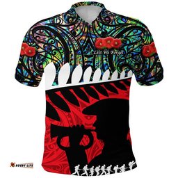 Custom Personalised New Zealand Maori ANZAC Polo Shirt Remembrance Soldier - Paua Shell