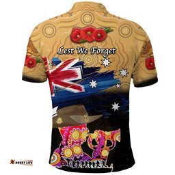 Australia Aboriginal ANZAC Polo Shirt Remembrance Vibes - Gold