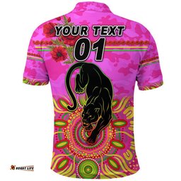Custom Personalised Panthers ANZAC Polo Shirt Indigenous Vibes - Pink