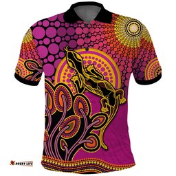 Custom Personalised Aboriginal Lizard Polo Shirt Tree On The Hill Sunshine