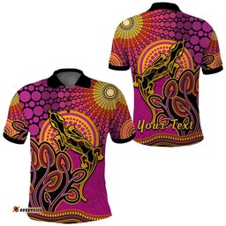 Custom Personalised Aboriginal Lizard Polo Shirt Tree On The Hill Sunshine