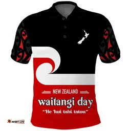 Waitangi Day Polo Shirt Maori Fern and Tino Rangatiratanga Flag