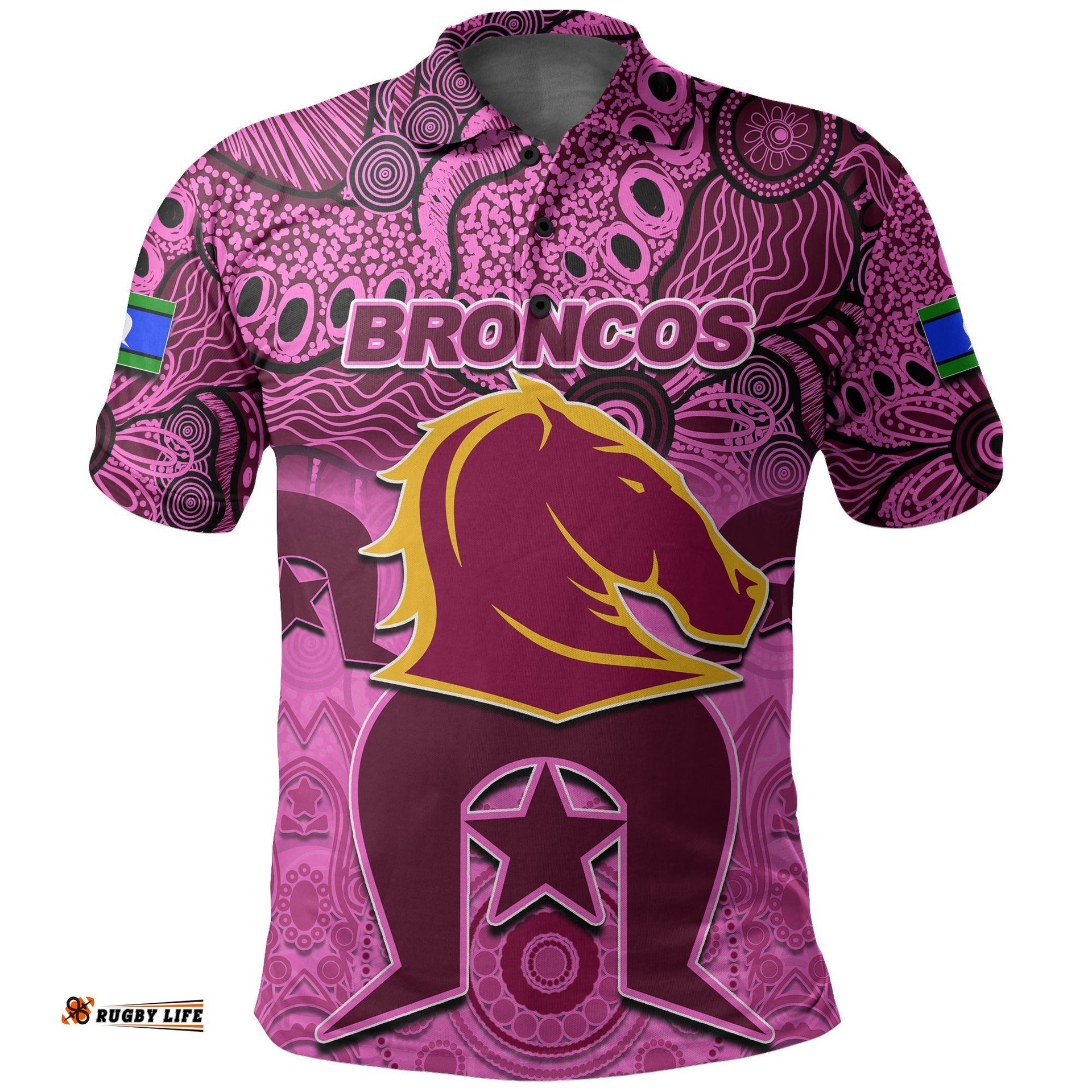 Custom Personalised Broncos Torres Strait Islanders Mix Aboriginal Polo Shirt Pink Style