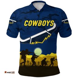 Custom Personalised Cowboys ANZAC Polo Shirt Simple Style - Blue