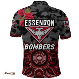 Essendon Bombers ANZAC Polo Shirt Indigenous Vibes - Black