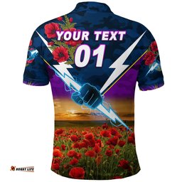 Custom Personalised Melbourne Storm ANZAC 2022 Polo Shirt Poppy Flowers Vibes
