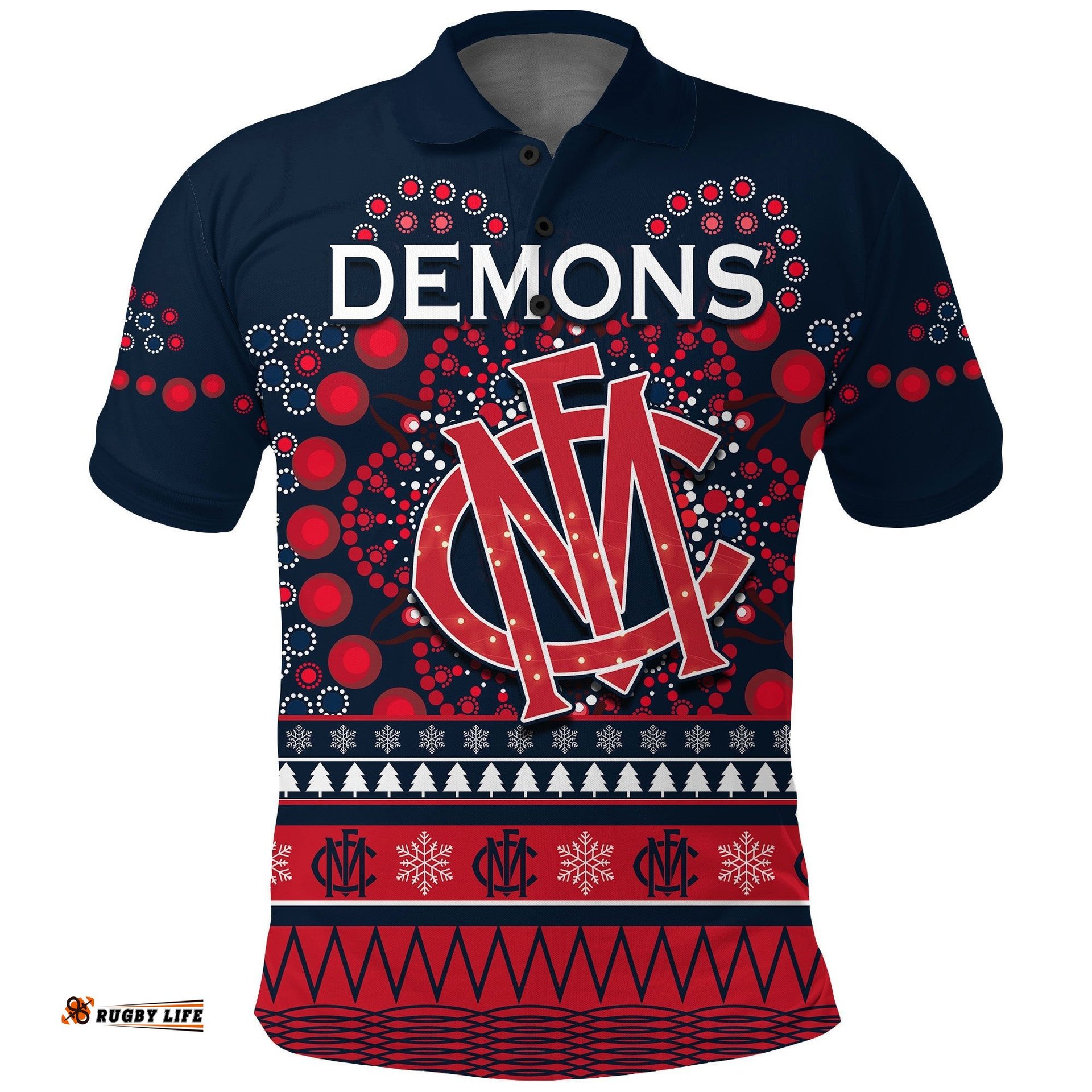 Demons Merry Christmas Polo Shirt Melbourne Football Indigenous