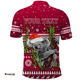 Custom Personalised Reds Christmas Polo Shirt Queensland Rugby Indigenous