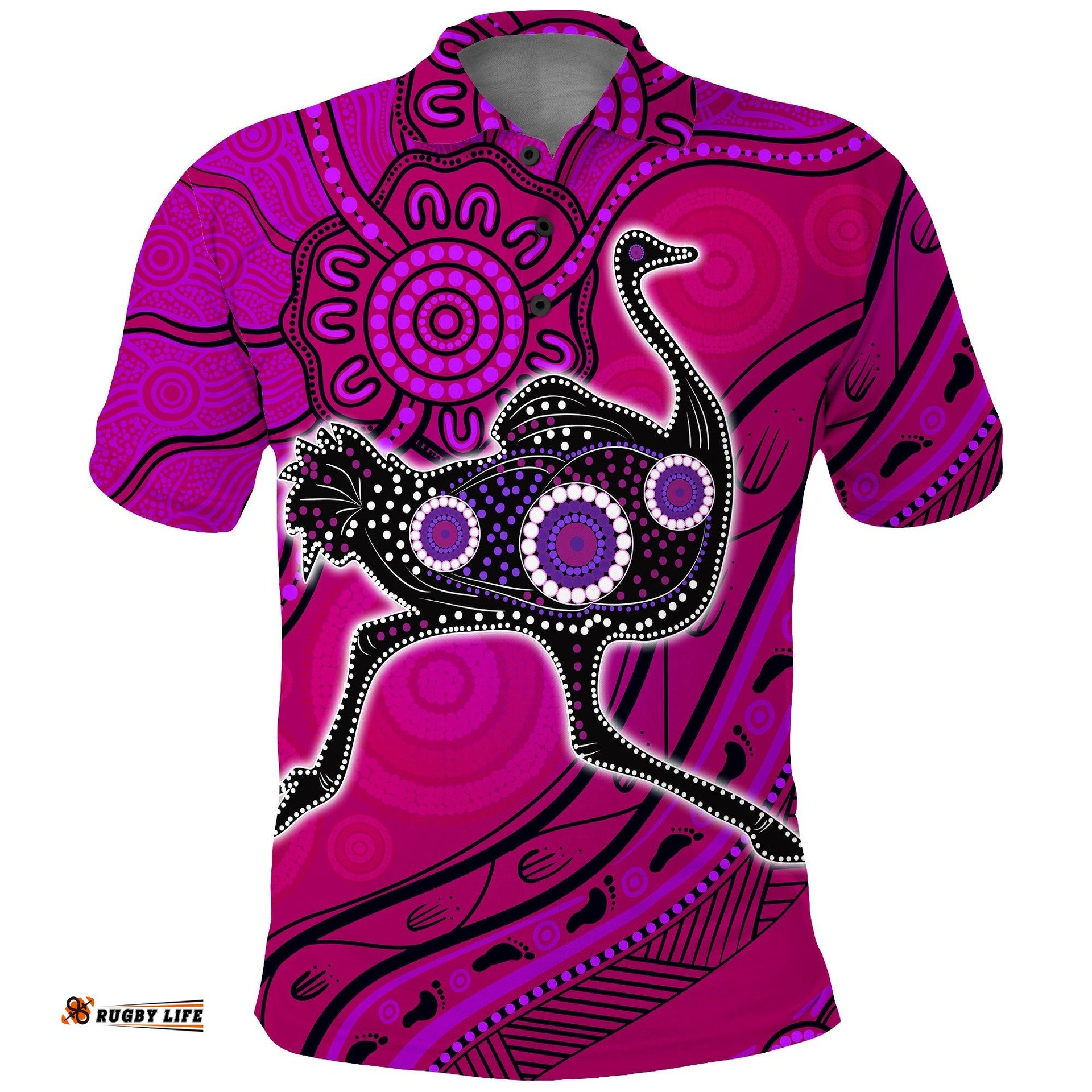 Aboriginal Naidoc Week 2021 Purple Turtle Ostrich Polo Shirt