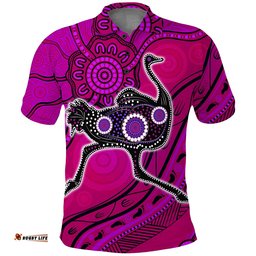 Aboriginal Naidoc Week 2021 Purple Turtle Ostrich Polo Shirt