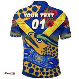 Custom Personalised Eels ANZAC Polo Shirt Indigenous Vibes - Blue