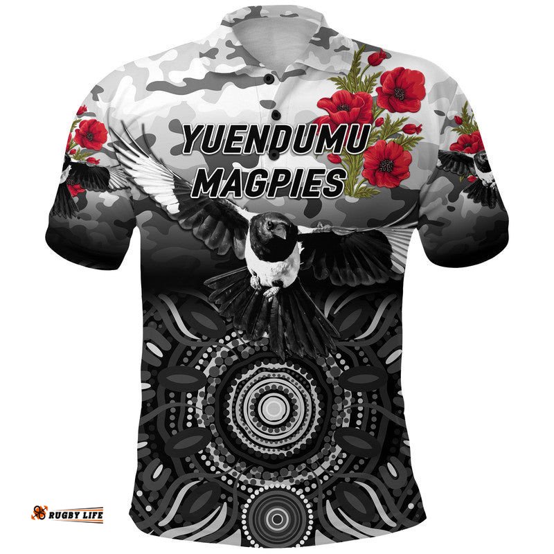 Yuendumu Magpies Football Club ANZAC Polo Shirt Indigenous Vibes