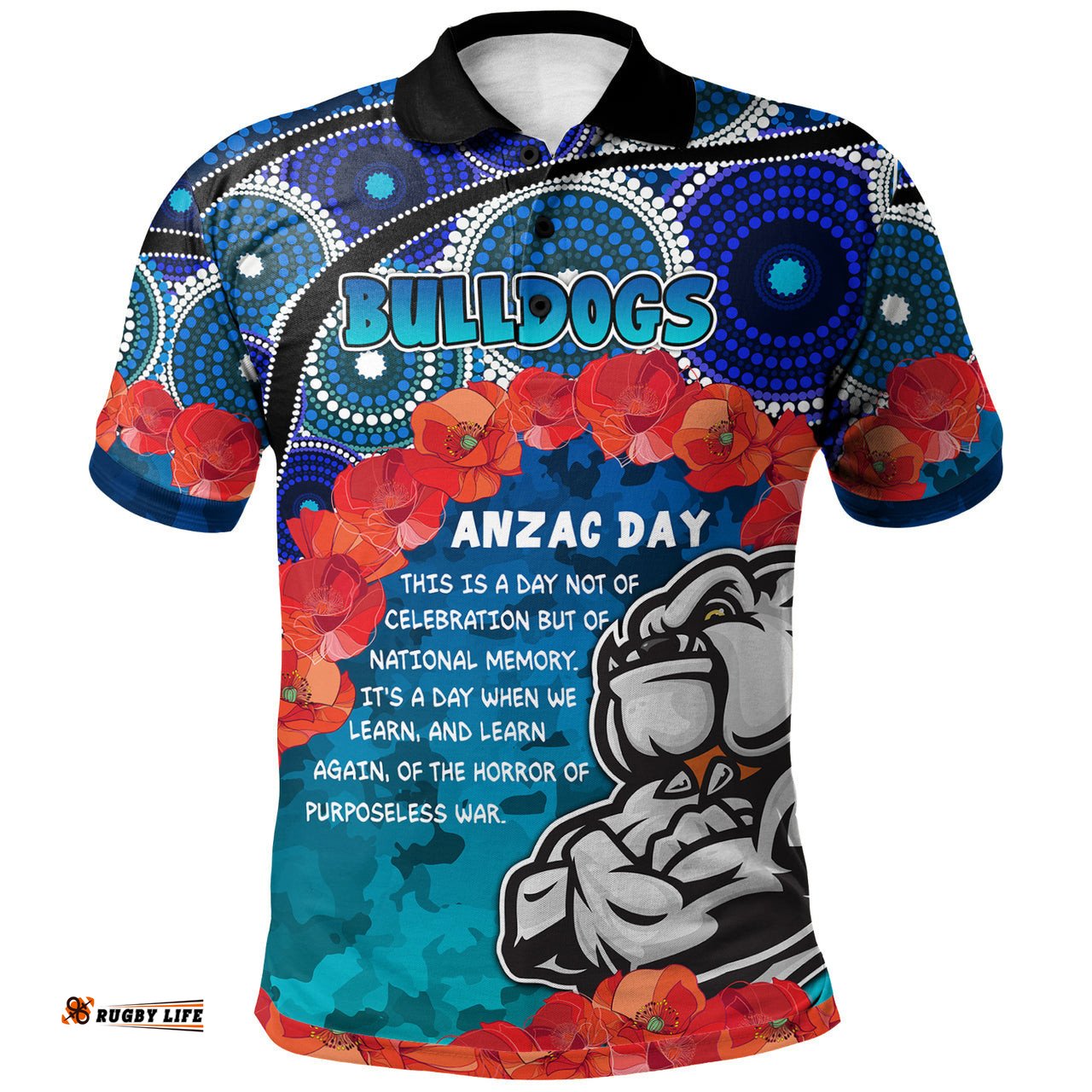Bulldogs Rugby Polo Shirt - Aussie Anzac Bulldogs Polo Shirt RLT13