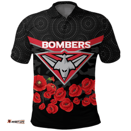 Essendon Bombers Anzac Day Polo Shirt - Indigenous Art -