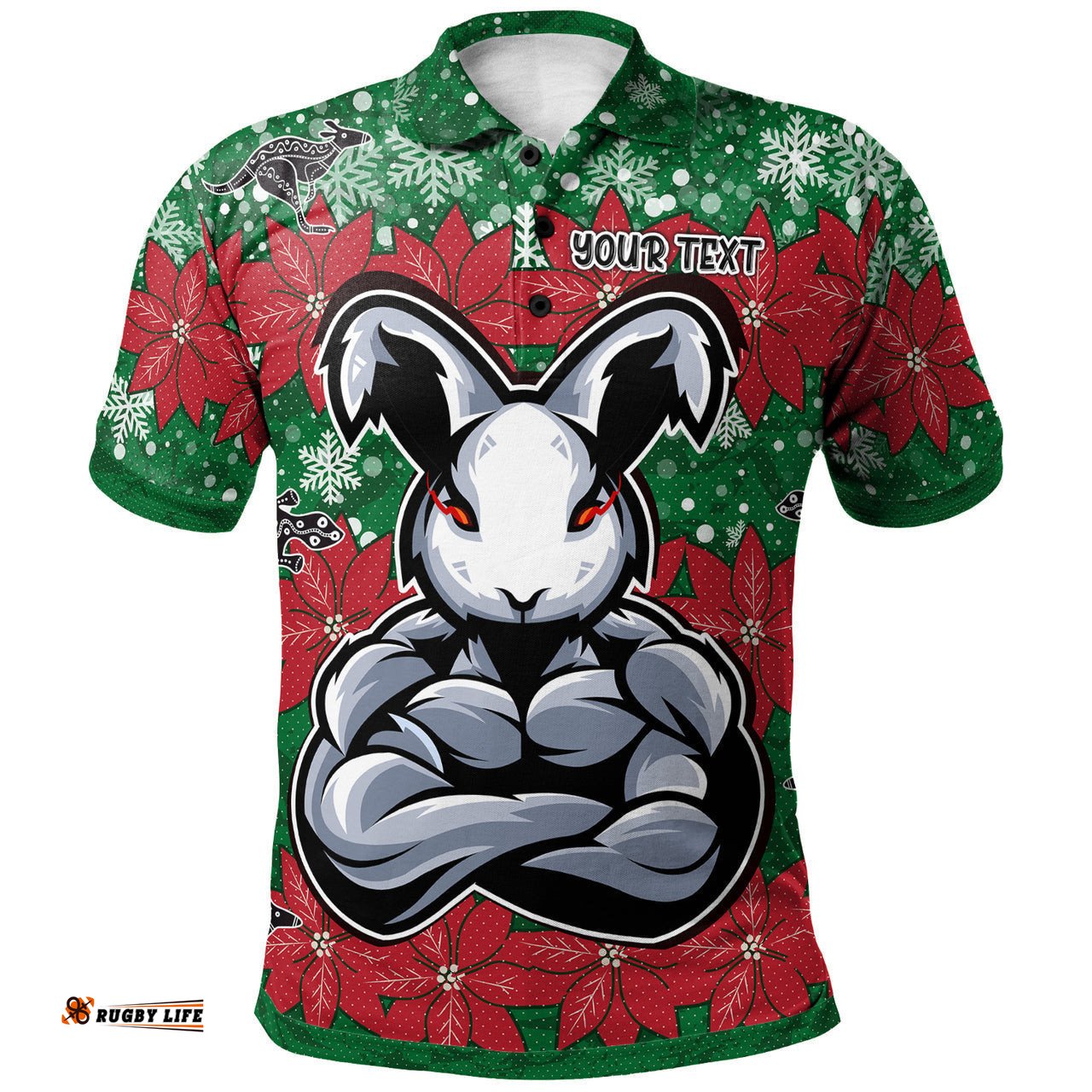 Rabbitohs Christmas Rugby Polo Shirt - Custom Indigenous Super Rabbitohs Polo Shirt RLT13