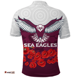 Sea Eagles Anzac Day Indigenous Art Polo Shirt -
