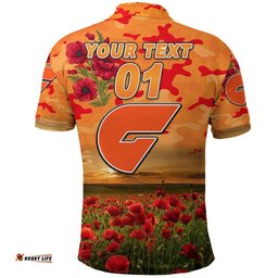 Custom Personalised Greater Western Sydney Giants ANZAC Polo Shirt Poppy Vibes