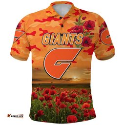 Custom Personalised Greater Western Sydney Giants ANZAC Polo Shirt Poppy Vibes