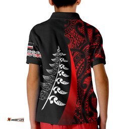 Waitangi Day Polo Shirt Maori Mix Fern Style Red