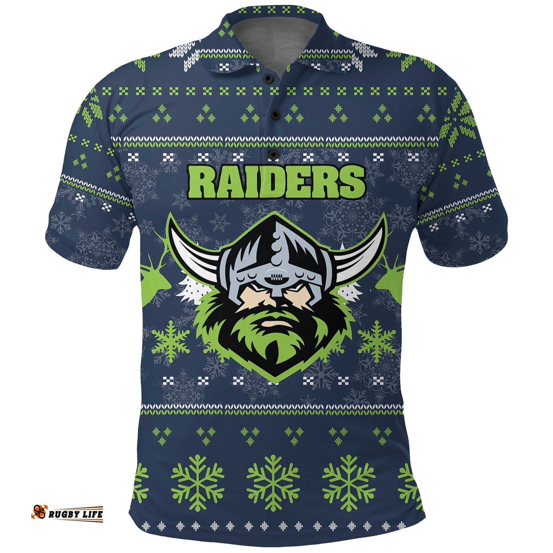 Canberra Raiders Polo Shirt - Christmas Ugly Style -